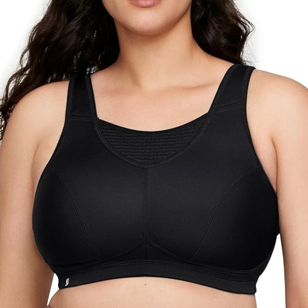 Glamorise Elite Performance No-Bounce Wirefree Sports Bra 1067 Black 44DD NWOT